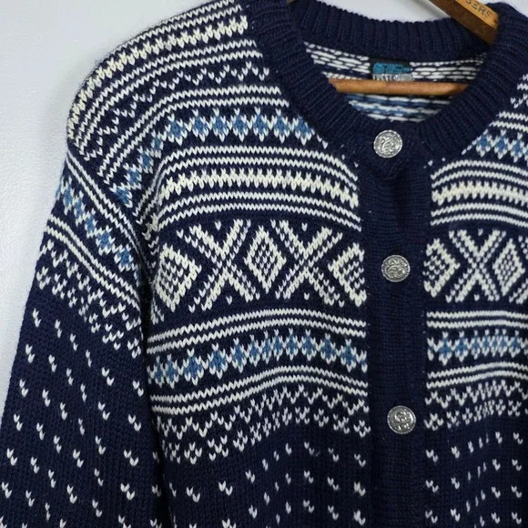 Dale of Norway Wool Cardigan Birdseye Fair Isle Nordic Sweater Women's Size 42 - Picture 5 of 6